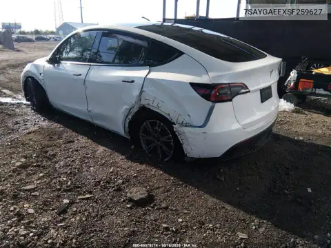 7SAYGAEEXSF259627 — 2025 Tesla Model Y, фото 3 з IAAI, Лівий бік