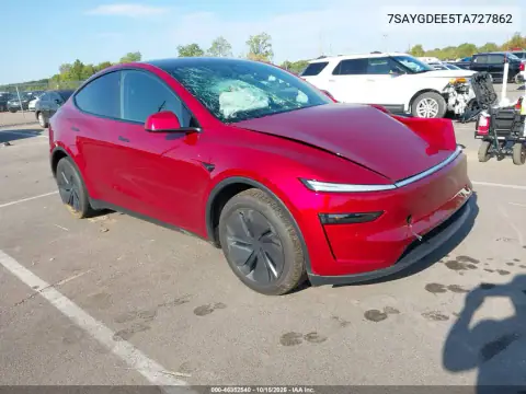 7SAYGDEE5TA727862 — 2026 Tesla Model Y, Left front, before-repair photos