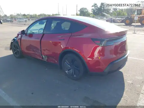 7SAYGDEE5TA727862 — 2026 Tesla Model Y, фото 3 с аукциона IAAI, передняя часть слева