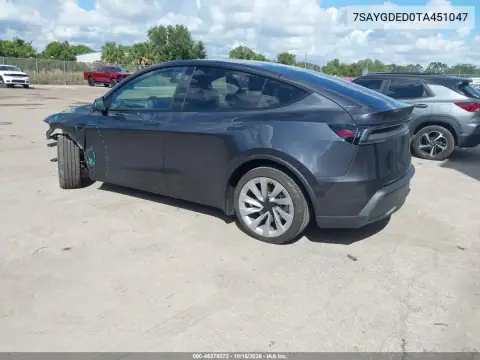 7SAYGDED0TA451047 — 2026 Tesla Model Y, foto 3 de IAAI, Delantera izquierda