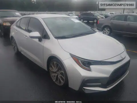 5YFS4MCE9MP078980 — 2021 Toyota Corolla, ბუნებრივი ცვეთა, ფოტოები შეკეთებამდე