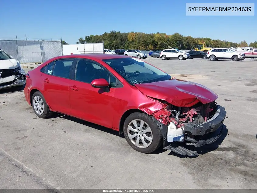 2021 Toyota Corolla Le VIN 5YFEPMAE8MP204639 фото 2