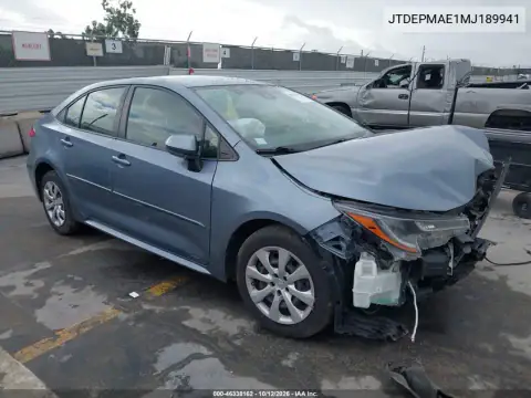 JTDEPMAE1MJ189941 — 2021 Toyota Corolla, Parte delantera, fotos antes de reparar