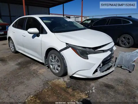 5YFEPMAE5MP153942 — 2021 Toyota Corolla, წინა მარცხენა ნაწილი, ფოტოები შეკეთებამდე