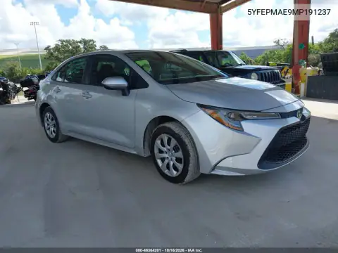 5YFEPMAE9MP191237 — 2021 Toyota Corolla, задняя часть слева, фото до ремонта