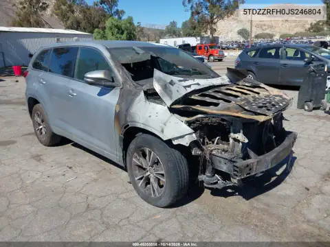 5TDZZRFH0JS246804 — 2018 Toyota Highlander, ძრავის ხანძარი, ფოტოები შეკეთებამდე