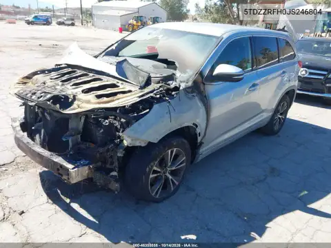 5TDZZRFH0JS246804 — 2018 Toyota Highlander, ფოტო 2, IAAI, ძრავის ხანძარი