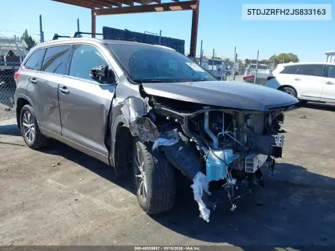 5TDJZRFH2JS833163 — 2018 Toyota Highlander, Front end, before-repair photos