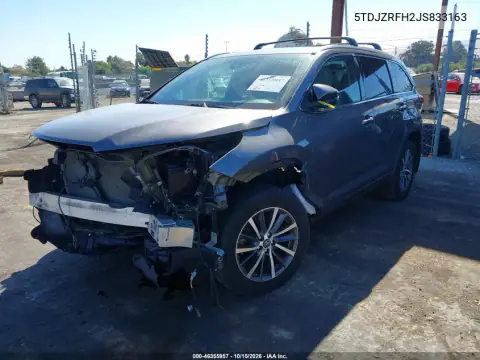 5TDJZRFH2JS833163 — 2018 Toyota Highlander, ფოტო 3, IAAI 29.10.2026, წინა ნაწილი