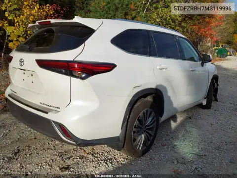 5TDFZRBH7MS119996 — 2021 Toyota Highlander, фото 5 з IAAI, Передня частина