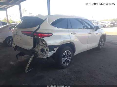 5TDHBRCH2MS521775 — 2021 Toyota Highlander, zdjęcie 4 z IAAI, Przód i tył