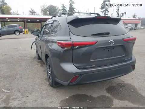 5TDGZRBH0MS525218 — 2021 Toyota Highlander, ფოტო 4, IAAI 28.10.2026, წინა ნაწილი