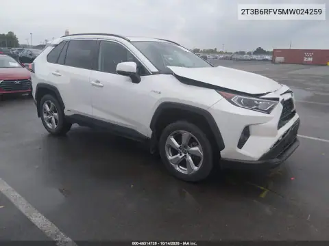 2T3B6RFV5MW024259 — 2021 Toyota RAV4, წინა ნაწილი, ფოტოები შეკეთებამდე