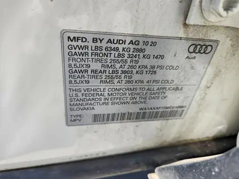 WA1AXAF72MD016963 — 2021 Audi Q7, foto 13 de Аукцион 22.10.2026, Pequeñas abolladuras y arañazos